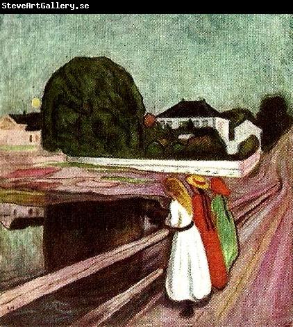 Edvard Munch flickor pa bron